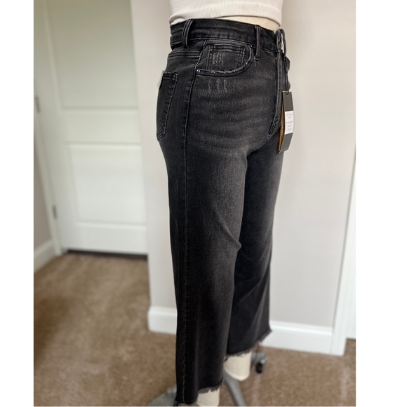 Risen High Rise Cropped Wide Leg Jeans (RDP1025) Black  NWT - Picture 2 of 10